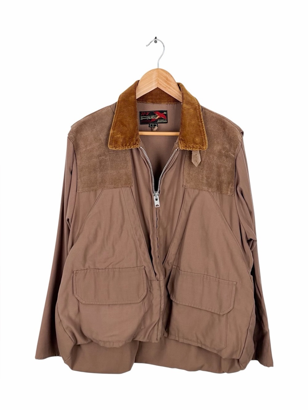 Vintage 60s 10-X Hunting Field Jacket Mens Large Brown Corduroy Collar Talon USA